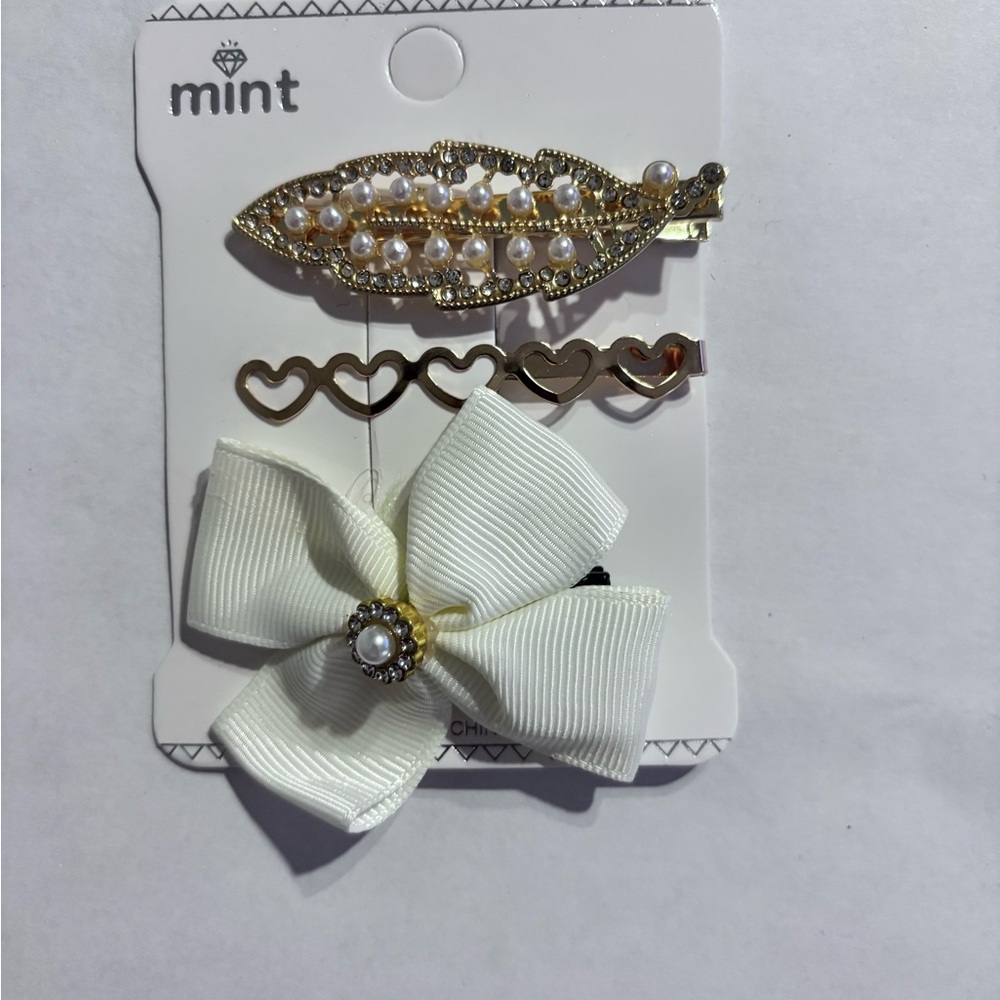 Mint Gold and White Kids Hair Accessory Set